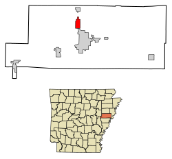 Location of Caldwell in St. Francis County, Arkansas.