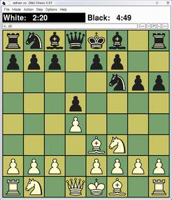 在XBoard上执行的GNU Chess 5.0.7