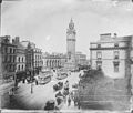 The Albert Clock with electric trams edited onto the previous picture with horse trams.