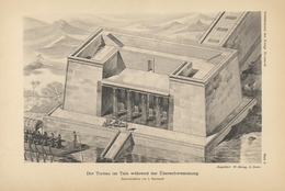 Painting of an Egyptian valley temple