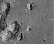 Buttes and layers in Aeolis quadrangle, as seen by MGS.