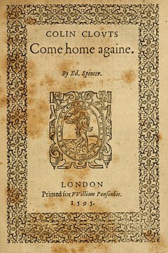 Title page of the first edition of Colin Clouts Come Home Againe (1595)