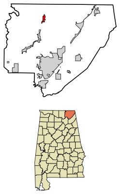 Location of Hytop in Jackson County, Alabama.