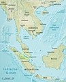 南海、印度洋的安达曼海、马六甲海峡、巽他海峡附近主要的地形和路线图