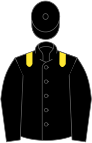 Black, yellow epaulettes, black sleeves, black cap