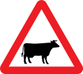 UK road sign warning of farm animals, based on a cow Calvert remembered from her childhood