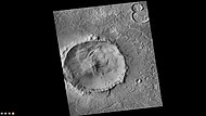火星侦察轨道器搭载背景摄影机（CTX）拍摄的巴科洛尔撞击坑影像。