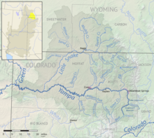 Map of the Yampa drainage basin, showing the Little Snake north of the Yampa.