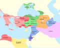 Roman Republic (509-27 BC), Ptolemaic Kingdom (305-30 BC), Hasmonean dynasty (140-37 BC), Seleucid Empire (312-63 BC), Kingdom of Pontus (281 BC-62 AD), Bosporan Kingdom (438 BC-527 AD), Kingdom of Armenia (antiquity) (331 BC-428 AD), Atropatene (323 BC-226 AD) and Parthian Empire (247 BC-224 AD) in 89-88 BC.