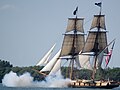 The Brig Niagara firing its cannons, off Put-in-Bay