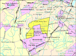 Census Bureau map of Mendham Township, New Jersey