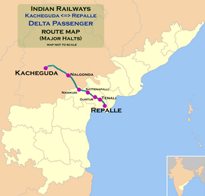 Delta Passenger (Kacheguda–Repalle) route map