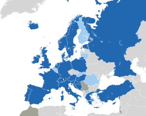 A coloured map of the countries of Europe