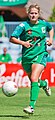 Ellie Brush playing soccer for Canberra United in 2019 also plays AFLW with Greater Western Sydney