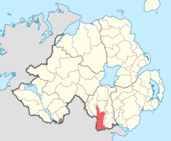 Location of Fews Upper, County Armagh, Northern Ireland.