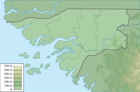 Map showing the location of Cacheu River Mangroves Natural Park