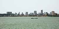 Mumbai as seen from the arabian sea (in Chowpatty Beach)