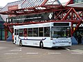 An NEC Plaxton Pointer 1 bodied Dennis Dart SLF shuttle bus outside atrium entrance 2