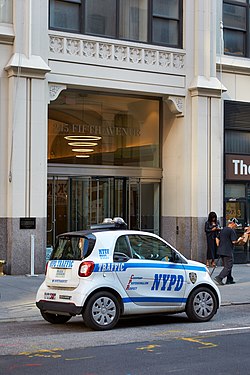 NYPD Smart car on Fifth Avenue