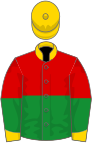 RED and GREEN HALVED HORIZONTALLY, gold collar cuffs and cap