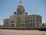 The north facade of the Rhode Island State House in Providence