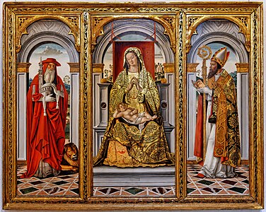 Vergine in trono con Agostino e san Gerolamo, ca 1490, Venezia, Museo Correr