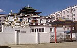 Puntsoglin Monastery, an example of Sino-Tibetan-influenced Mongolian architecture.