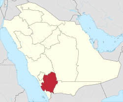 Map of Saudi Arabia with ʿAsīr highlighted