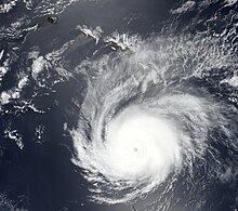 8月8日晚上，赫克托最接近夏威夷州时的卫星影像