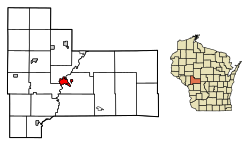 Location of Black River Falls in Jackson County, Wisconsin.