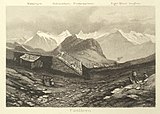 1870s panoramic view from Faulhorn. Etching by Heinrich Müller