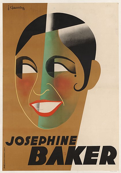 图为让·沙桑出版的彩色版画《约瑟芬·贝克》，由巴黎的H·沙舒万印刷厂于1931年印刷。