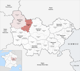 Location within the region Bourgogne-Franche-Comté