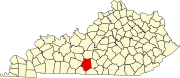 Map of Kentucky highlighting Barren County