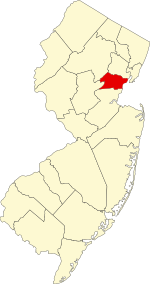 Map of New Jersey highlighting Union County
