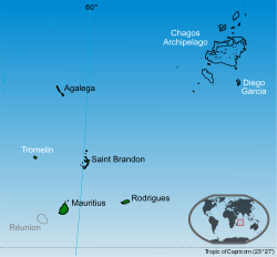 毛里求斯官方声称的岛屿（包含未管辖的查戈斯群岛和特罗姆兰岛）