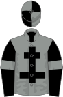 Grey, black cross of lorraine, black sleeves, grey armlets, grey and black quartered cap