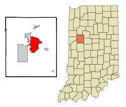 拉斐特在蒂珀卡努县与印第安纳州的位置