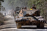 A Leopard AS1 MBT of the 1st Armoured Regiment during an exercise in Queensland; June 25, 2005