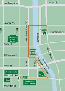 Downtown Milwaukee St Patrick Parade Route