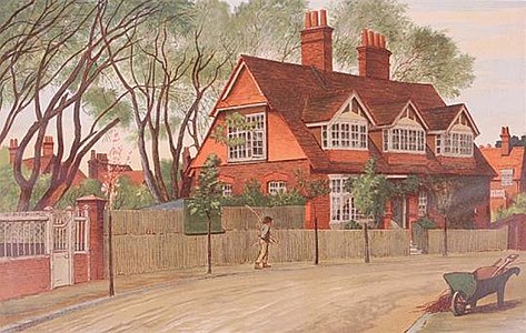 Painting of 7 Queen Anne's Gardens, London, 1882