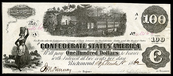 $100 (T40) Milkmaid, train with diffused steam J.T. Patterson & Co. (Columbia, S.C.) (214,400 issued)