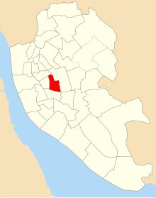 A map showing the ward boundaries of the 1953 Kensington ward