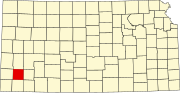 Map of Kansas highlighting Grant County