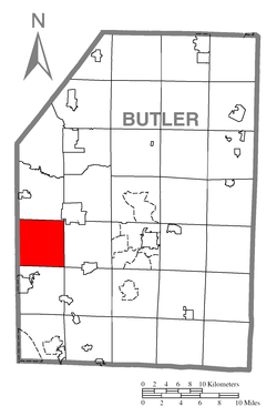 Map of Butler County, Pennsylvania, highlighting Lancaster Township