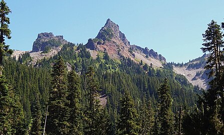 The Castle (left) and Pinnacle Peak (center)