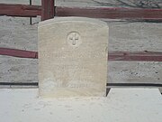 The grave of Mathew B. Juan whose body was interred in the cemetery on April 9, 1921. Juan's first name was misspelled, it is Matthew. Juan was killed in WW l, the first Arizona Native American to die in a war. The grave is located in the C. H. Cook Memorial Church Cemetery on the northwest edge of the C. H. Cook Memorial Church.