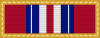 Width-44 Old Glory red ribbon surrounded by gold frame. The ribbon has a central width-3 Old Glory red stripe flanked by pairs of stripes that are respectively width-3 white, width-3 ultramarine blue, width one-half white and width-2 ultramarine blue.