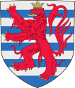 Escutcheon (without crest and supporters, which are different) of the Grand-Duchy of Luxembourg and since 1839 of the Belgian Province of Luxembourg
