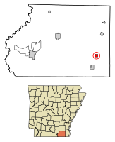 Location of Parkdale in Ashley County, Arkansas.